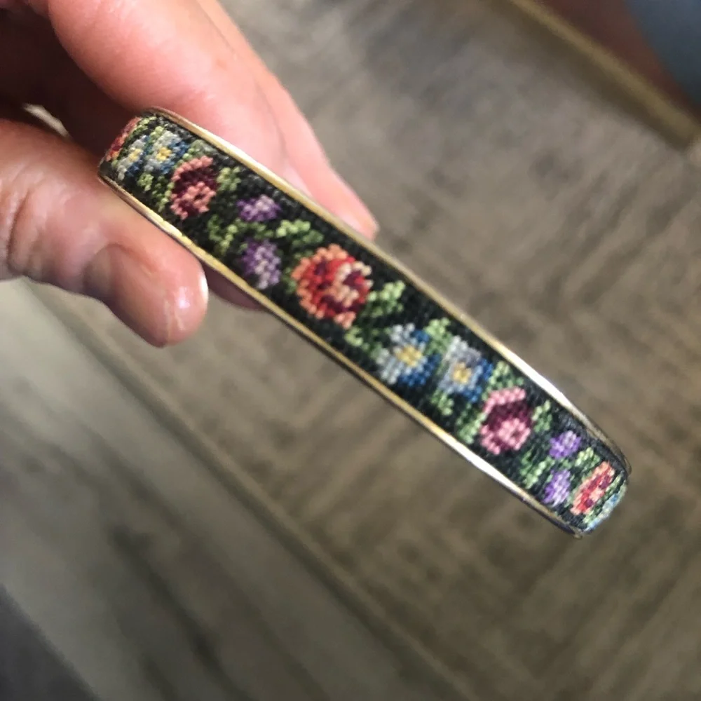 Floral Silver Bangle Bracelet - Picture 2 of 6